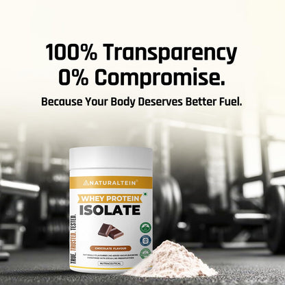 NATURALTEIN Whey Protein Isolate 300g â€“ Chocolate Flavor â€“ 24g Protein per 30g Serving â€“ Naturally Flavoured, No Artificial Sweeteners â€“ Easy to Digest â€“ No Adulteration â€“ Clean & Natural