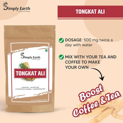 Simply Earth Menâ€™s Performance Duo - Tongkat Ali Longjack Root Extract 50g & Korean Red Ginseng 100g - Natural Supplement for Stamina, Energy, and Stress Tolerance