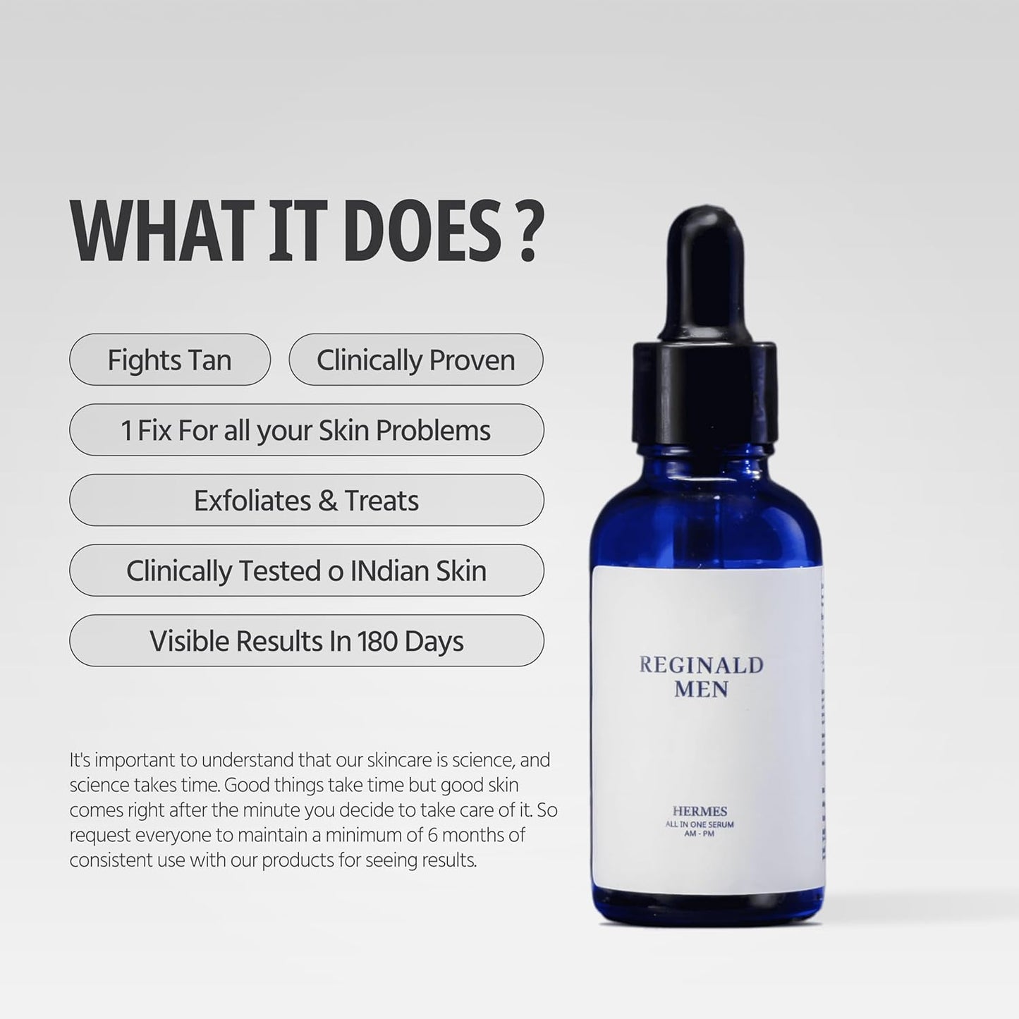 Reginald Men Hermes (30 ml) | All-in-One Face Serum for Skin & Beard Health | Multi-Functional Face & Beard Care | Hydrates, Nourishes & Strengthens | Clinically Proven Formula for Clear, Healthy Skin & Beard