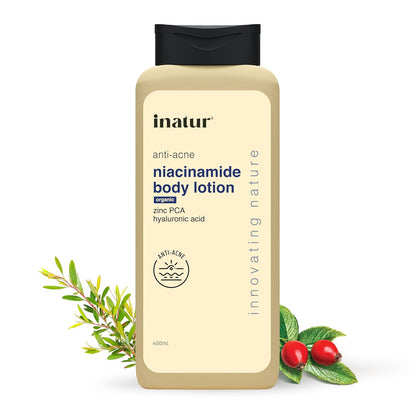 inatur Niacinamide Body Lotion 400ml â€“ Anti-Acne Moisturizer with 2% Salicylic Acid, Zinc PCA & Hyaluronic Acid | Sulphate-Free Formula for Smooth, Hydrated Skin | Deep Nourishment & Oil Control