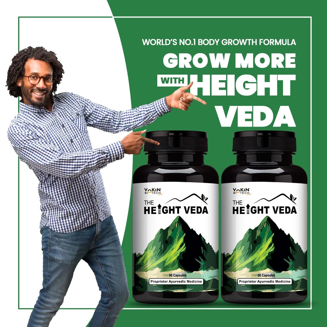 Vokin Biotech Original Height Veda Supreme Formula 90 Capsules (Pack of 1)