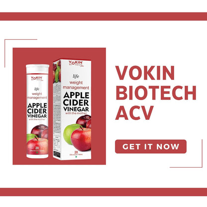 Vokin Biotech World's First Apple Cider Vinegar -20 Effervescent Tablets Vitamin C for Detox & Weight Management with Green Apple Flavor (Pack of 1)