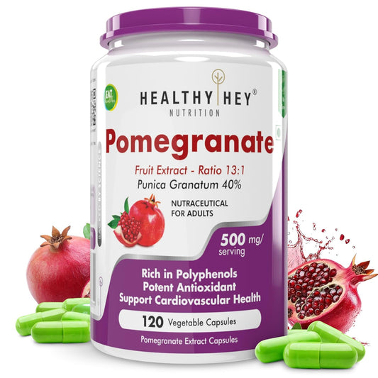 HealthyHey Nutrition Pomegranate Fruit Extract 500mg- 120 Vegetable Capsules (120)