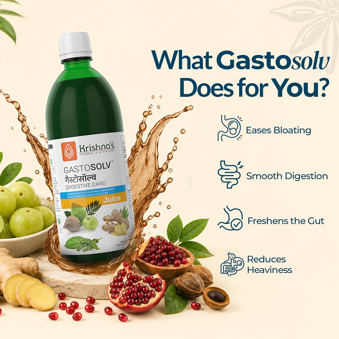 Krishnaâ€™s Gastosolv Juice 1000 ml | Ayurvedic Digestive Tonic | Helps Relieve Acidity, Gas & Bloating | Natural Gut Health Support