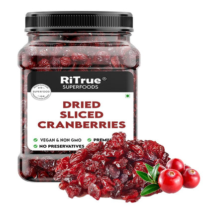 RiTrue - Dried Sliced Cranberry - 250 Gm Jar - Vegan, Non-GMO, Gluten Free | USA Cranberries Dry Fruits