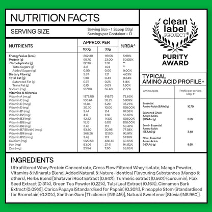 OZiva Protein & Herbs for Women (Mango) I Manage Weight, Energy & Metabolism | Clean Protein, Shatavari, Green Tea I No Added Sugar, 1lbs (453gm)