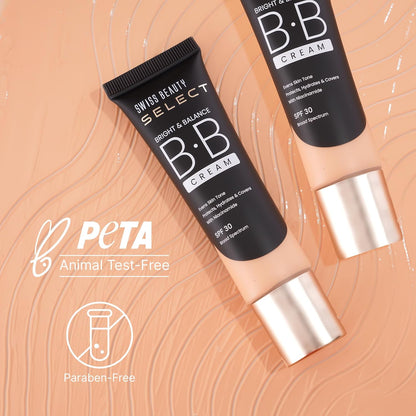 SWISS BEAUTY Select Bright&Balance Multifunctional Luminous Medium Coverage Bb Cream With Spf 30 Protects, Hydrates And Covers Infused With Niacinamide, Wheat Germ Oil Shade-That's Fair, 30G|1 Count