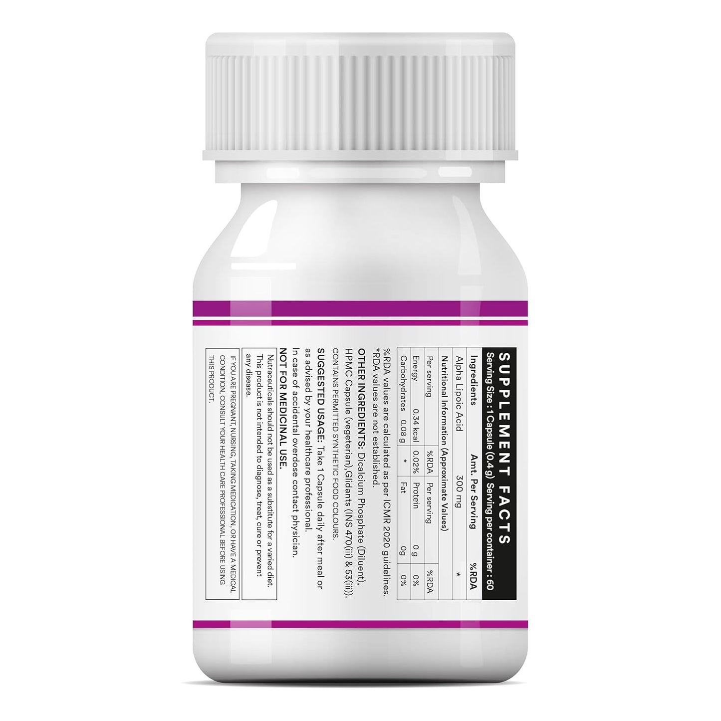 INLIFE Alpha Lipoic Acid 300mg | Universal Antioxidant | ALA Supplement - 60 Vegetarian Capsules (Pack of 1, 60)
