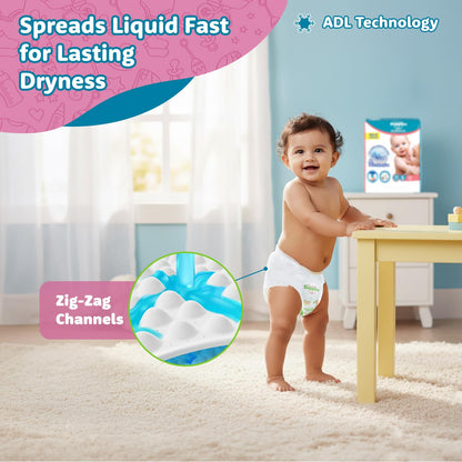 Supples Premium Baby Diaper Pants | 78 Baby Diapers | Small | 4-8 Kg | 12 Hrs Absorption | Cushiony Cotton Soft Fabric | Phthalates-Free | Triple Leak Guard