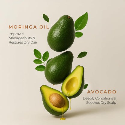 Naturali Damage Repair Shampoo | Improves Damaged Hair In Just 4 Uses | With Avocado & Moringa Oil | Sulphate Free | For Women | Shampoo for Frizzy and Dry Hair | Paraben Free | 370 ml