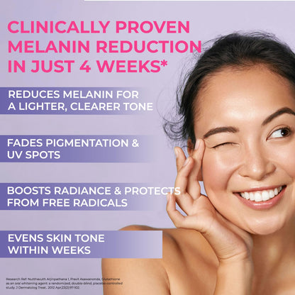 The Body Reserve Japanese L-Glutathione Tablets for Skin Whitening | 500mg Glutathione Supplements with Hyaluronic Acid, Vitamin E, Lycopene & Biotin | Skin Glow & Collagen Support | Sugar-Free, 30 Tablets