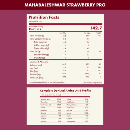 Cosmix No-Nonsense Plant Protein Pro | 24g Plant Protein/Serve | Mahabaleshwar Strawberry | Clean Vegan Yeast Protein | Gut-Friendly | Easy to Digest | All Essential Amino Acids | Made with Real Mahabaleshwar Strawberries | 500gm