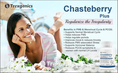 Trexgenics CHASTEBERRY PLUS Women's health formula with Chasteberry, Ashwagandha & Shatavari (60 Vcaps) (Pack of 1)