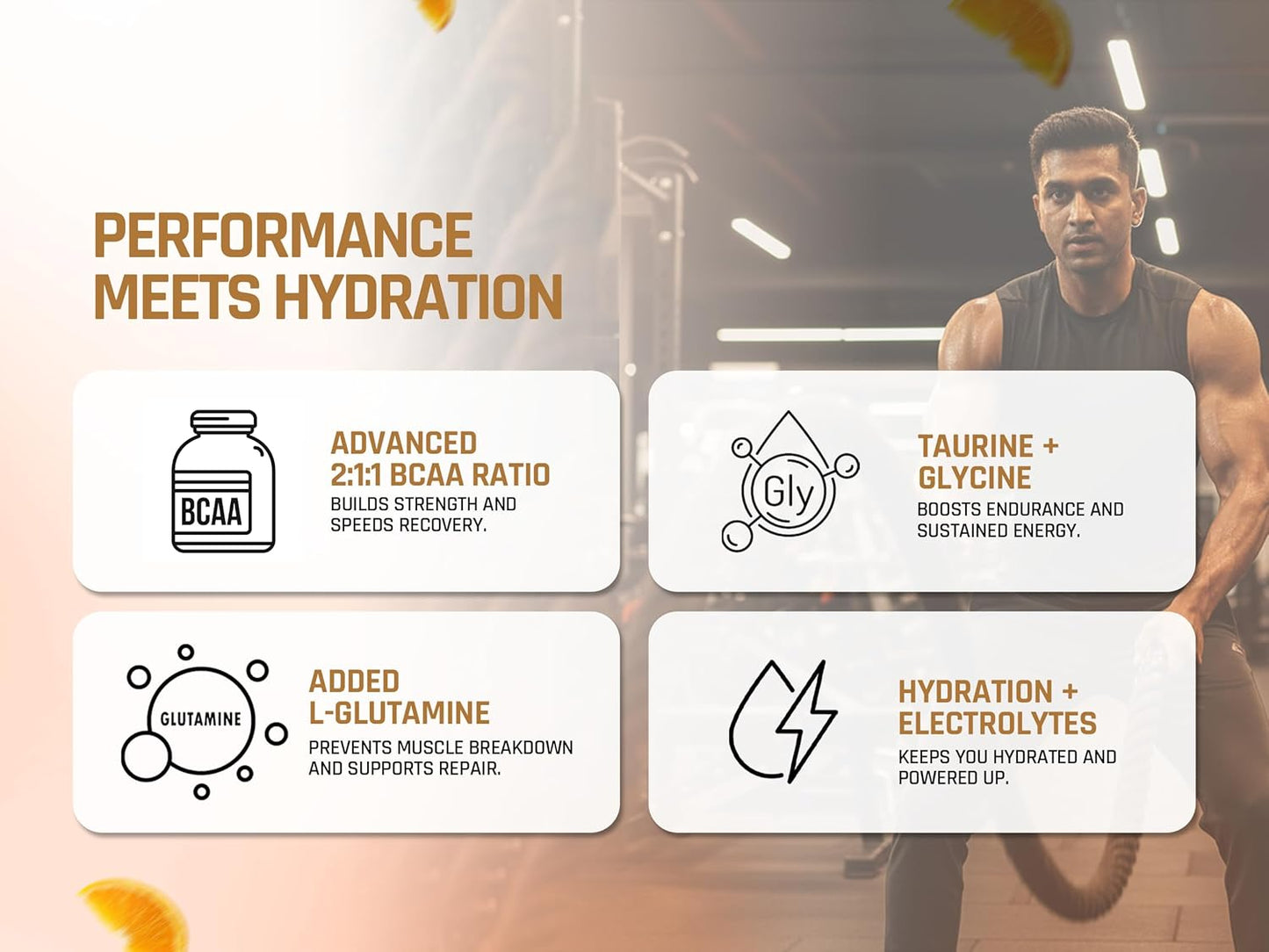 Naturaltein BCAA E+ Boost - Vegan BCAAs with Electrolytes, Vitamins & Minerals - 300g Clean Energy Drink - Natural Orange