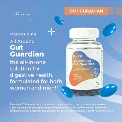 Briyo Gut Health Support â€“ 60 Billion CFU Probiotics with Prebiotics, Digestive Enzymes & Herbs | Gut Guardian Formula to Boost Good Gut Bacteria, Support Digestion & Immunity, and Relieve Bloating & Gas