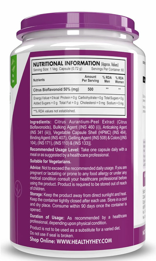 HealthyHey Nutrition Citrus Bioflavonoids - 500mg per serving - 60 Vegetable Capsules