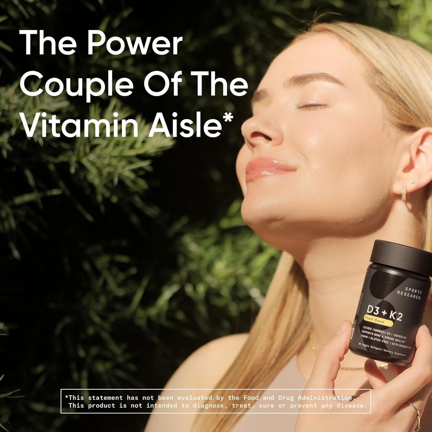Sports ResearchÂ® Vitamin D3 + K2 w/ Coconut Oil - Vegan Vitamin D 5000iu & Mk7 Vitamin K 100mcg for Bone & Immune Support - Vegan Certified Â· Non-GMO Â· Soy Free - 60 Softgels