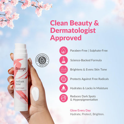 Raaga Professional Radiant Tone Gel Cream with Vitamin C and Ferulic Acid | Paraben Free, Sulphate Free, Dermatologically Tested (55 ml)