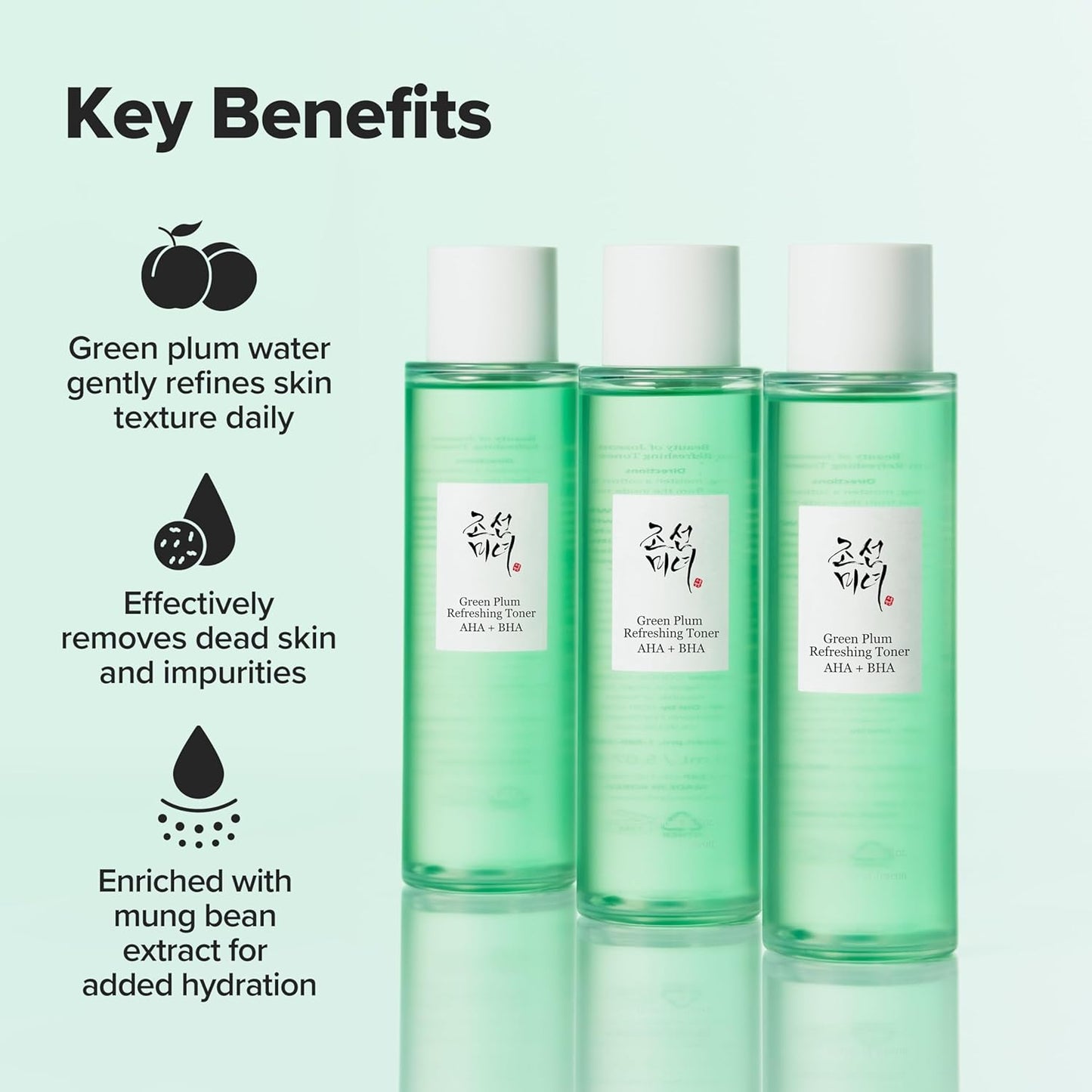 [Beauty of Joseon] Green Plum Refreshing Toner AHA + BHA (150ml) â€“ Korean Face Toner for Gentle Exfoliation, Smooth Texture & Balanced Skin