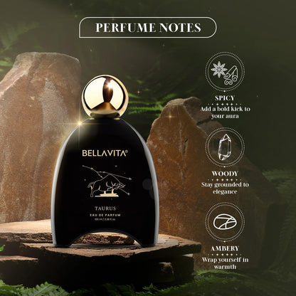BELLAVITA Zodiac Collection Taurus | Long Lasting Perfume for Man and Woman | EDP 100ml | Pink pepper, Rose and Raspberry | Spicy, Woody Premium Unisex Fragrance for Men and Women
