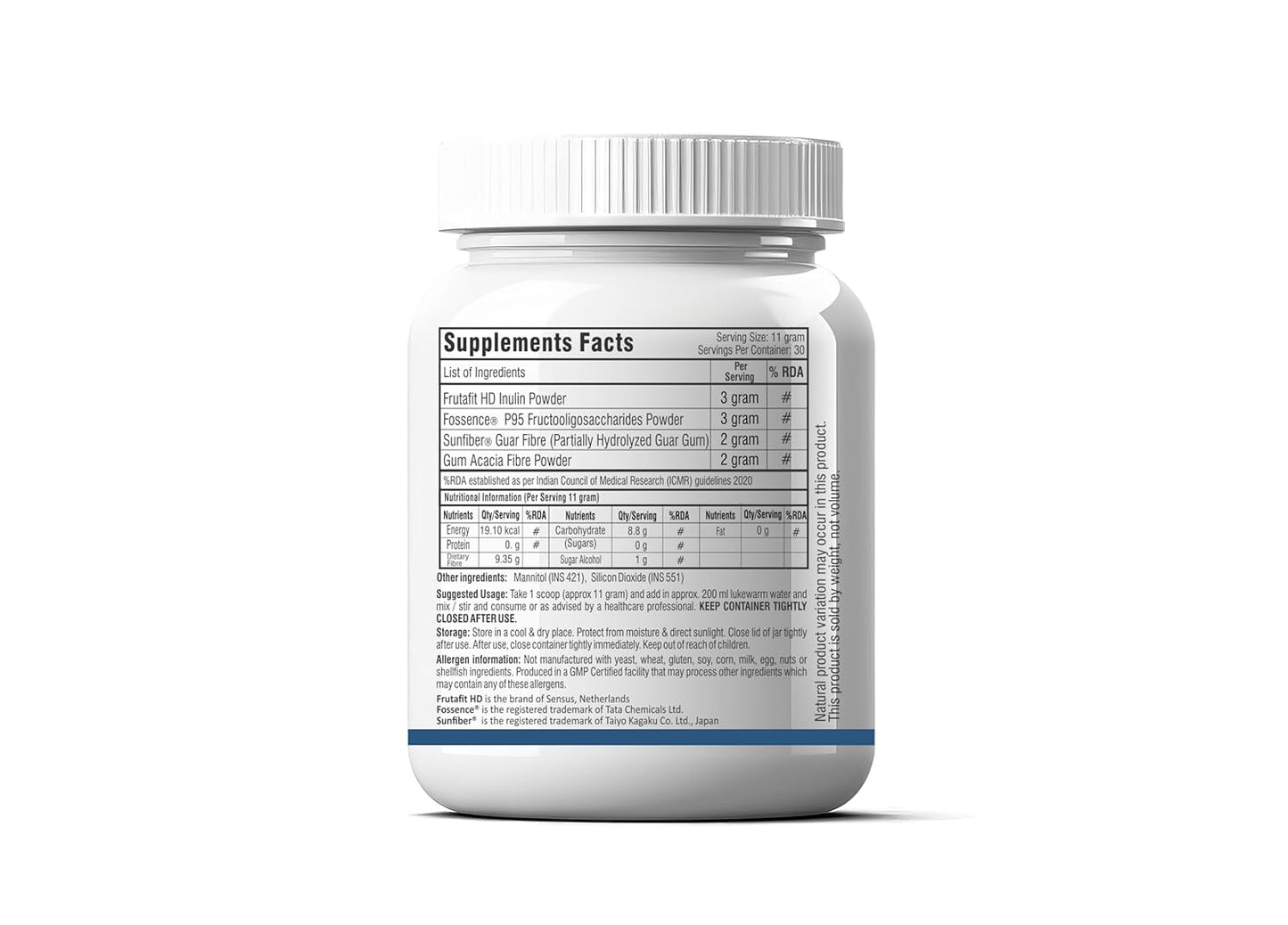 Trexgenics PREFIBRE 4X Natural PREBIOTIC FIBRES -Digestive & Gut Health Support, Frutafit HD Inulin, Fossence Fructooligosaccharides, Sunfiber PHGG & Gum Acacia Fibre, VEGETARIAN(330 gram) (Pack of 1)