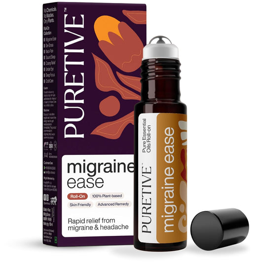 Puretive Headache Migraine Fast Relief Roll-On Sinus Advanced Pain Remedy Ayurvedic Natural Herbal Remedy with Peppermint Eucalyptus Camphor Wintergreen Arnica Essential Oils Metal Roller Ayush Certified Non Greasy Travel Friendly Roller 10ml