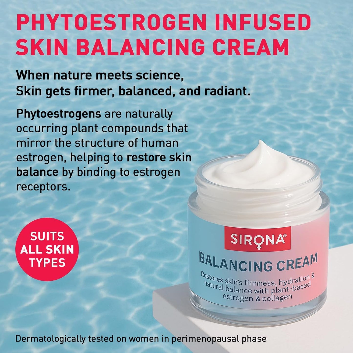 Sirona Skin Balancing Face & Body Cream for Women - 50 GM (Pack of 1) | Hydrating & Firming Moisturizer for Perimenopausal and Menopausal Skin | Restores Moisture & Elasticity | Dermatologically Tested