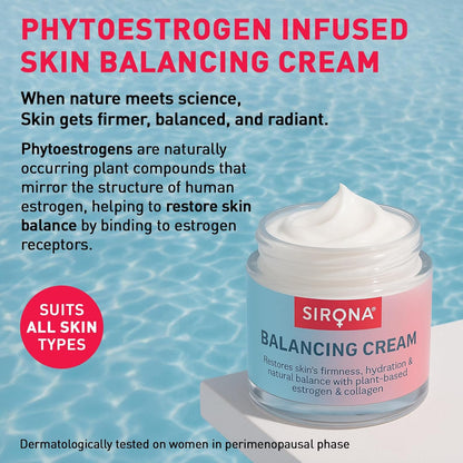 Sirona Skin Balancing Face & Body Cream for Women - 50 GM (Pack of 1) | Hydrating & Firming Moisturizer for Perimenopausal and Menopausal Skin | Restores Moisture & Elasticity | Dermatologically Tested