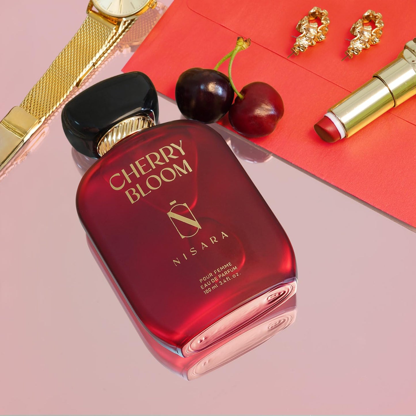 Nisara Cherry Bloom Gourmet Perfume For Woman 100 ml | Long Lasting Eau De Parfum | Fruity - Floral Fragrance With | Cherry, Plum, Tuberose, Vanilla, Musk, Amber, Sandalwood | EDP Scent spray for Women | Premium Perfume For Her