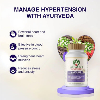 Maharishi Ayurveda Cardimap | Helps Normalises Blood Pressure Naturally | Unique Formulation | Synergy of 5 Herbs | 30 days Pack (60 Tablets)