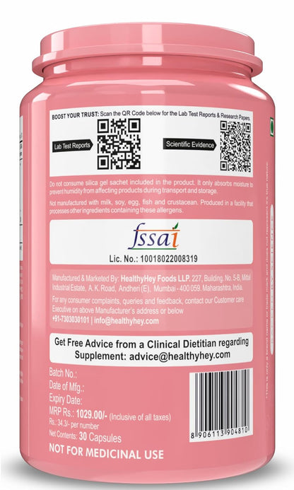 HealthyHey Nutrition ODO Vaginal Probiotics for Women pH Balance with Prebiotics & Lactobacillus Probiotic Blend - Vaginal Health Supplement - PromoteVaginal Odor & Vaginal Flora - 30 Veg Capsules