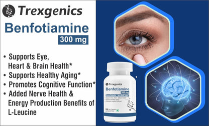 Trexgenics BENFOTIAMINE 300 mg + L-Leucine 50 mg Glucose Metabolism & Nerve Health Support VEGAN & NON-GMO (30 Veg. Capsules) (Pack of 1)