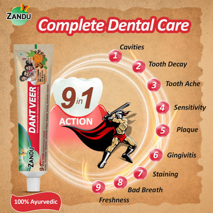 Zandu Dantveer, 200g, USAâ€™s 1st Ayurvedic toothpaste with Irimedadi oil | Scientifically proven formula |Fights 9 dental problems