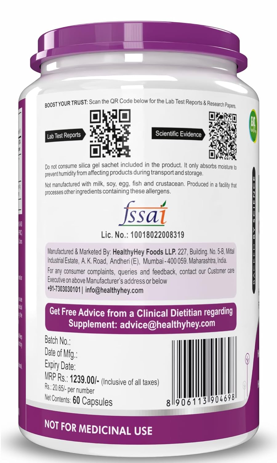 HealthyHey Nutrition HADJOD - Cissus Quadrangularis Extract - 60 Vegetable Capsules