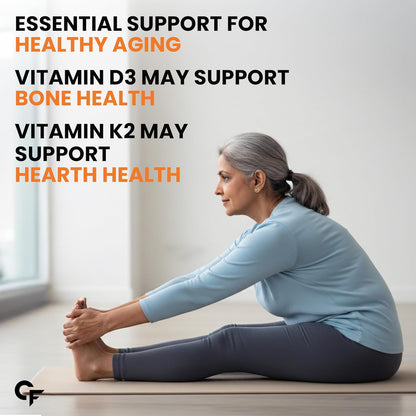 Carbamide Forte Vitamin D3 K2 Supplement | Vitamin K2 MK7 To Support Bone & Heart Health | Veg D3 - Lichen - 60 Tablets