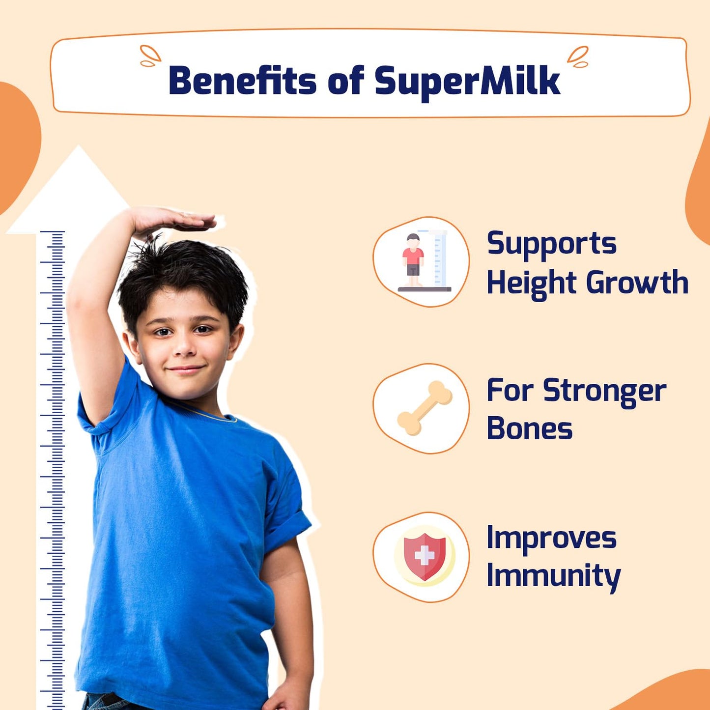 Gritzo SuperMilk Height+ (7-12y Boys), 10g Protein Powder (Double Chocolate, 400g) | Zero Refined Sugar, 21 Vitamins & Minerals