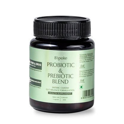 B'spoke Probiotic & Prebiotic Blend â€“ 60 Billion CFU High-Potency Probiotics for Digestive Health, Immunity & Microbiome Balance | Advanced Gut Health with 11 Multi-Strain Blend in Enteric-Coated Veg Capsules