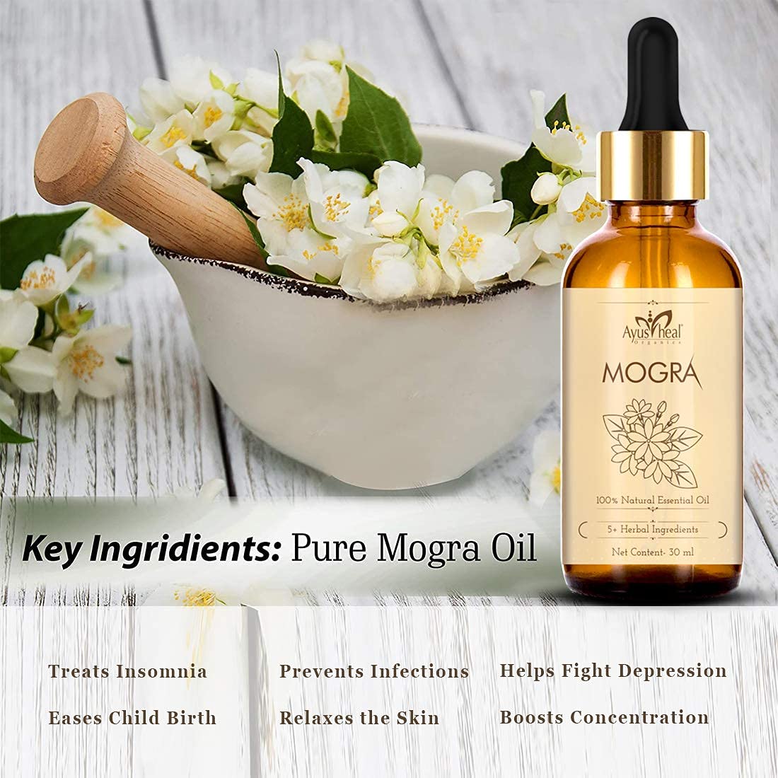 Mogra Essential Oil 100% Pure & Natural 30 ML (Mogra)