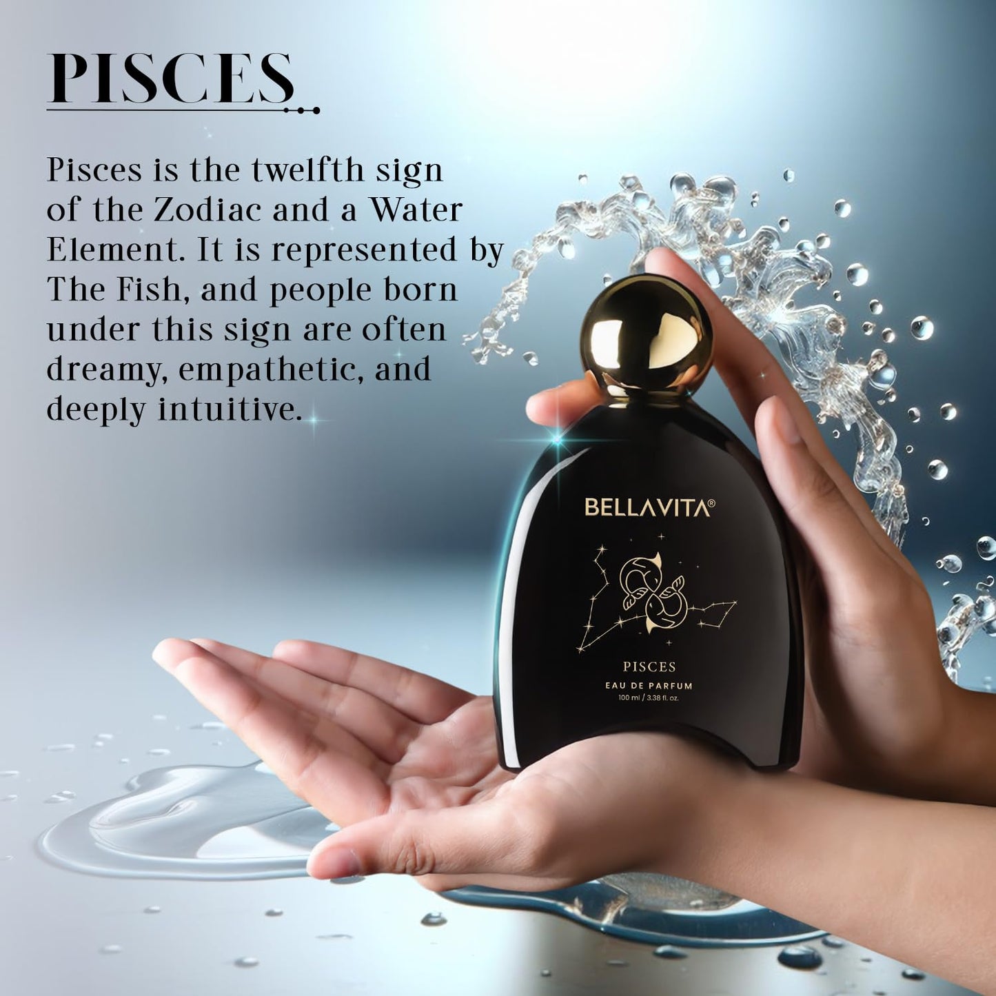 BELLAVITA Zodiac Collection Pisces EDP Unisex | Lemon, Rose & Woody | Premium Long Lasting Fragrance Perfume for Men and Women, 100ml
