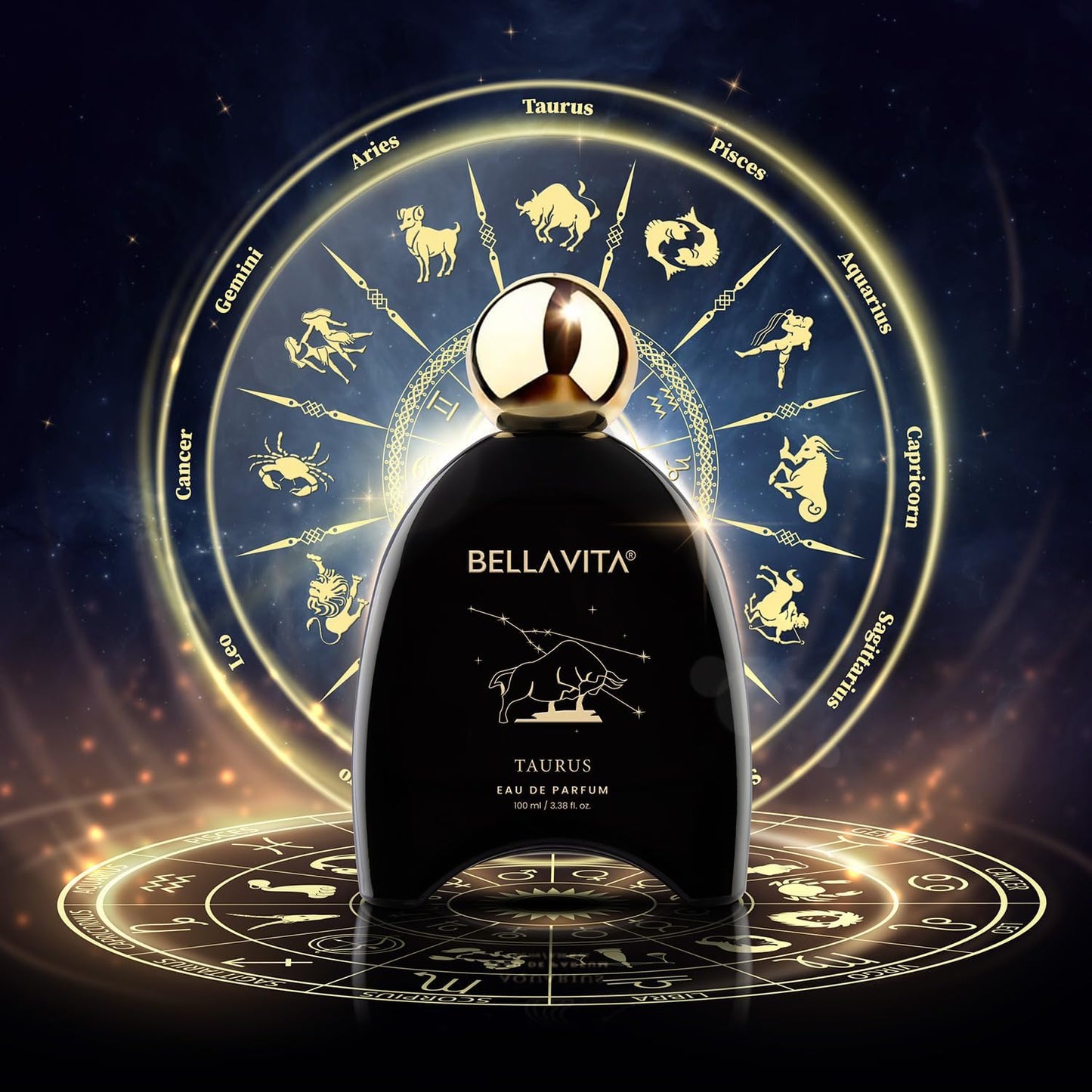 BELLAVITA Zodiac Collection Taurus | Long Lasting Perfume for Man and Woman | EDP 100ml | Pink pepper, Rose and Raspberry | Spicy, Woody Premium Unisex Fragrance for Men and Women