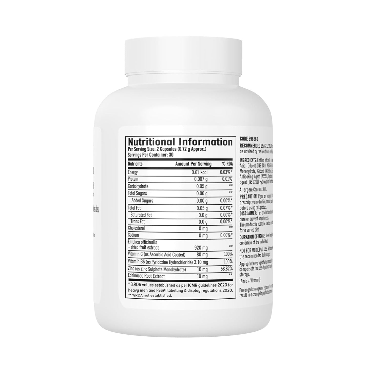 GNC Immune Formula | 60 Veg Capsules | Strengthens Immune System | Reduces Common Cold Risks | Protects Against Infections | Vitamin C, Zinc, Amla & Vitamin B6 | For Men & Women
