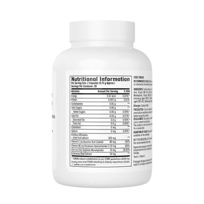 GNC Immune Formula | 60 Veg Capsules | Strengthens Immune System | Reduces Common Cold Risks | Protects Against Infections | Vitamin C, Zinc, Amla & Vitamin B6 | For Men & Women