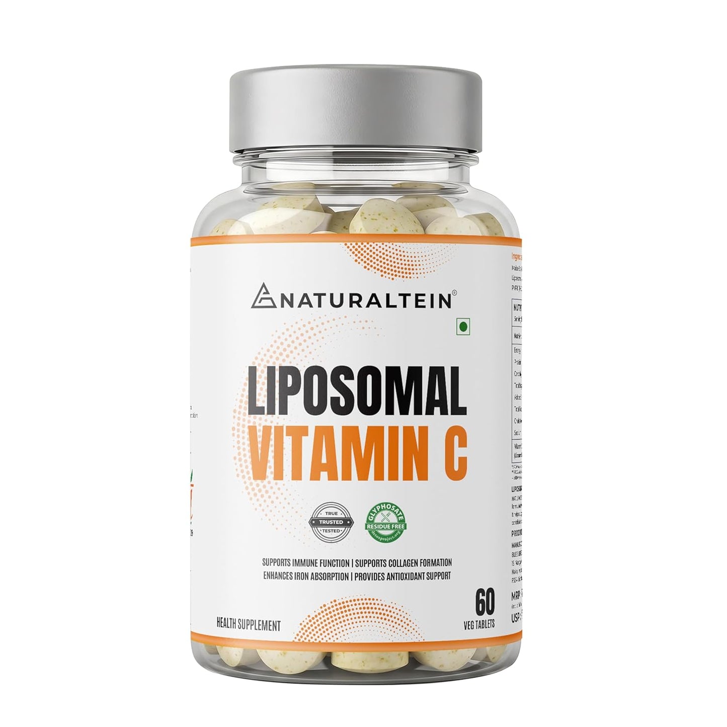Naturaltein Liposomal Vitamin C | 5X Enhanced Absorption | Antioxidant Supporting Immune Function, Skin Repair, Collagen Synthesis & Oxidative Stress Defense | 60 Capsules