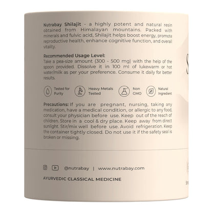 Nutrabay Shudh Himalayan Shilajit Resin from High Altitude â€“ Extracted Using Water â€“ Strength, Stamina & Power â€“ Premium Ayurvedic Supplement â€“ 20g