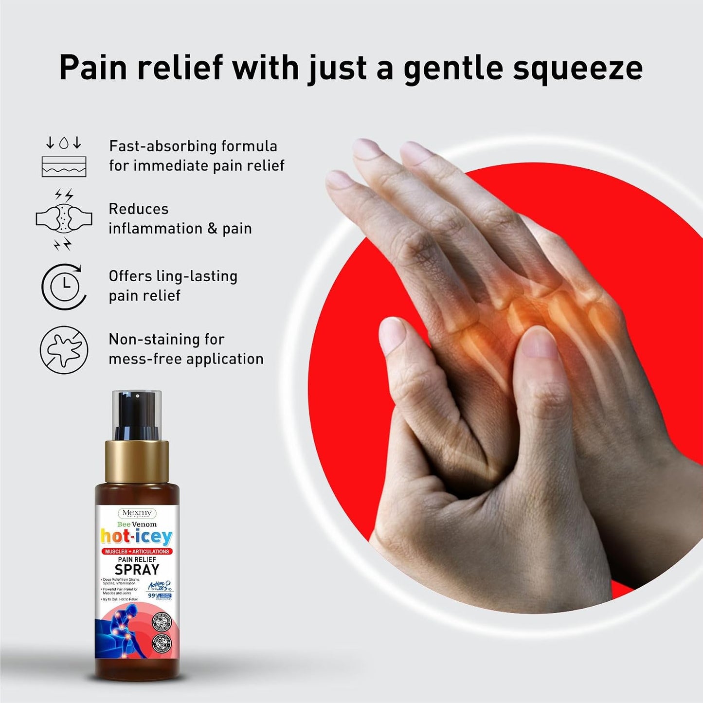 Pain Relief Spray | Hot-Cool Formula For Instant Relief From Back Pain, Leg Pain, Lumbar Pain, Knee Pain, Joint Pain, Sports Injuries, Sleep Support & Muscle Recovery | 100 g