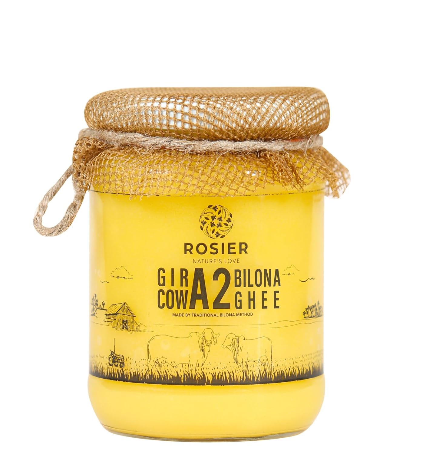 ROSIER A2 Gir Cow Ghee | Traditional Bilona Method A2 Gir Cow Ghee | Grassfed, Pure and Healthy Desi Cow Ghee