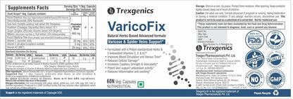 Trexgenics VaricoFix Complete Varicose Veins & Blood Circulation Support Natural Herbs & Vitamins Complex (60 Veg. Capsules)