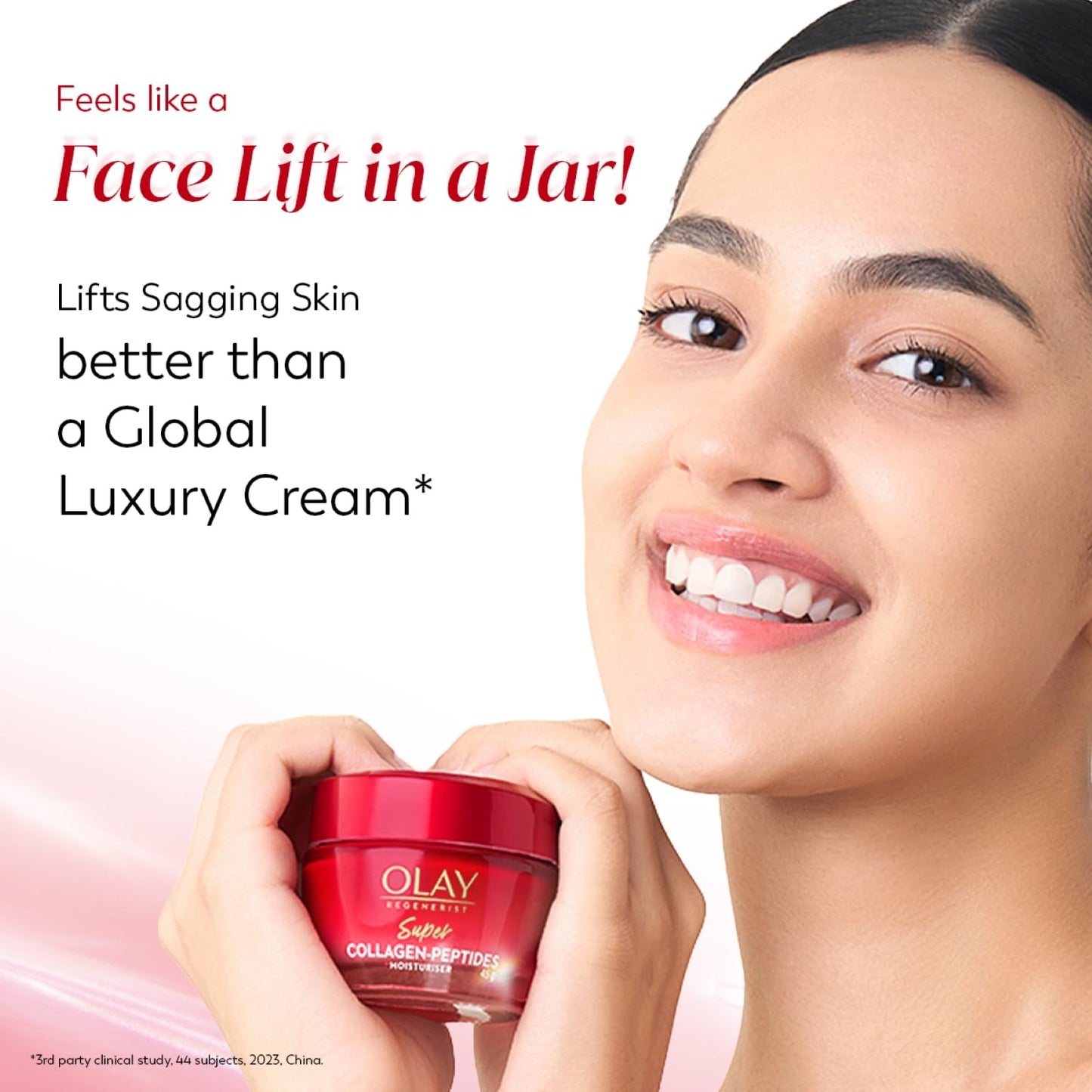 Olay Cream Regenerist Super Collagen Peptides Moisturizer For Firmer & Lifted Skin, Visibly Reduces 5 Signs Of Ageing, Luxuriously Soft Texture, All Skin Types Including Sensitive Skin, 45Gm
