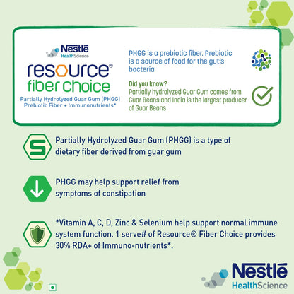 Resource Nestle Fiber Choice | Partially Hydrolyzed Guar Gum (Phgg), Prebiotic Fiber + Immunonutrients* | Contains 14 Sachets | 86.8g