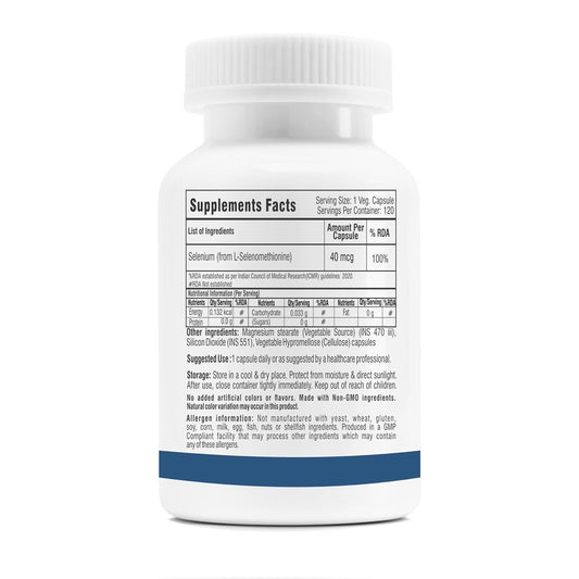 Trexgenics SELENIUM 40 mcg from L-Selenomethionine Pharmaceutical USP grade Chelated Multi-Action Antioxidant for Thyroid, Cardiovascular, Prostate, Hair Growth Support (120 Veg. Capsules)